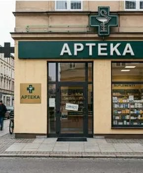 Zamknięta apteka w mieście